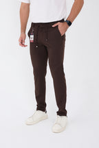 Erkek Kışlık Jogger Slim Fit Bel Yarım Lastikli Kumaş Pantolon - Kahverengi