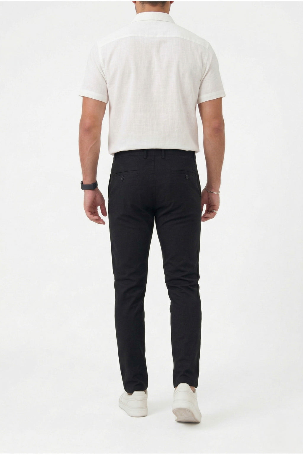 Erkek Comfort Slim Fit Esnek Dokuma Kumaş Pantolon - Siyah