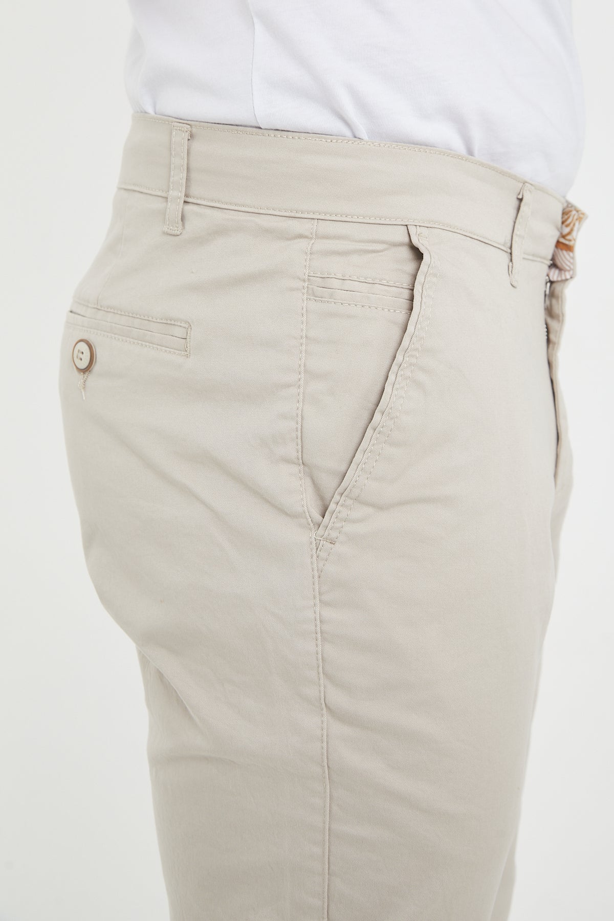 Erkek Kışlık Regular Fit Likralı Gabardin Chino Pantolon - Taş