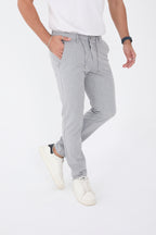 Erkek Kışlık Jogger Slim Fit Bel Yarım Lastikli Kumaş Pantolon - Gri