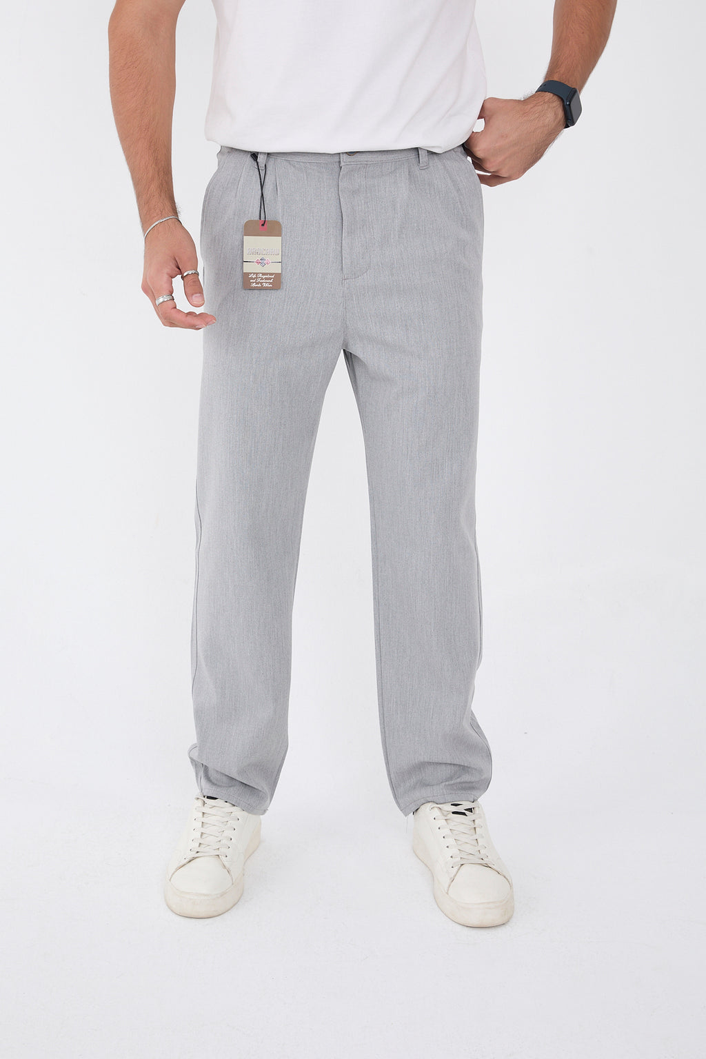 Erkek Kışlık Baggy Likralı Kumaş Pantolon - Gri
