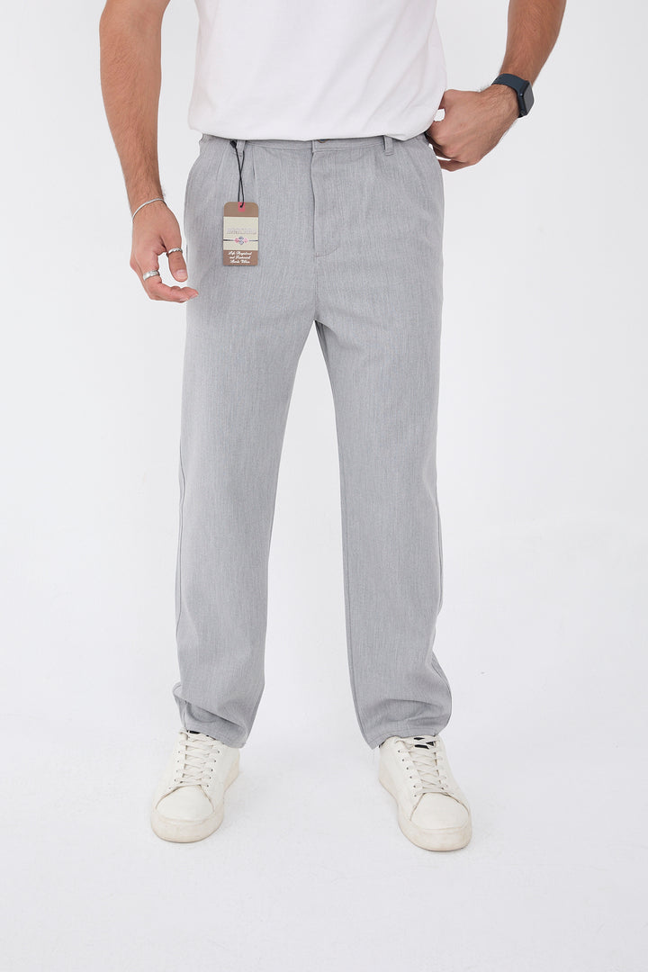 Erkek Kışlık Baggy Likralı Kumaş Pantolon - Gri