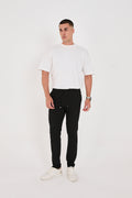 Erkek Gofre Kumaş Likralı Jogger Slim Fit Pantolon - Siyah