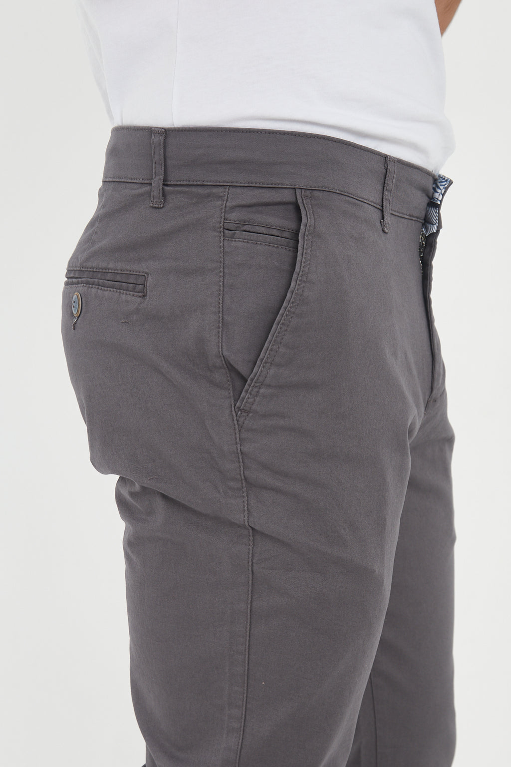 Erkek Kışlık Regular Fit Likralı Gabardin Chino Pantolon - Gri