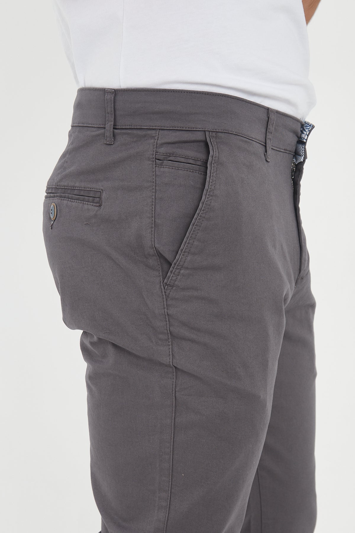 Erkek Kışlık Regular Fit Likralı Gabardin Chino Pantolon - Gri