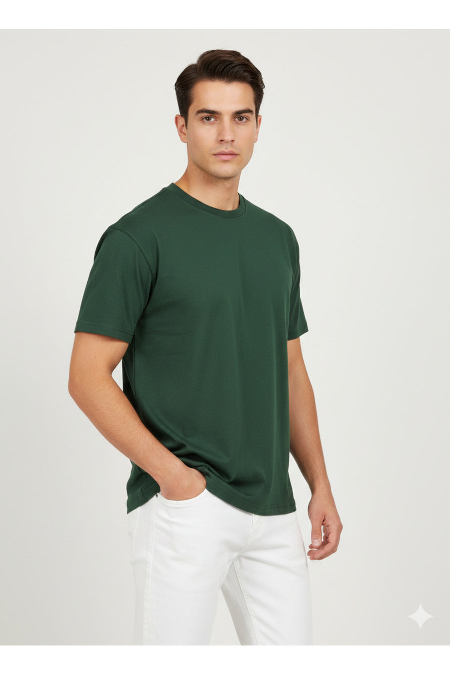 Erkek Rahat Kalıp Premium Basic Tişört - Haki