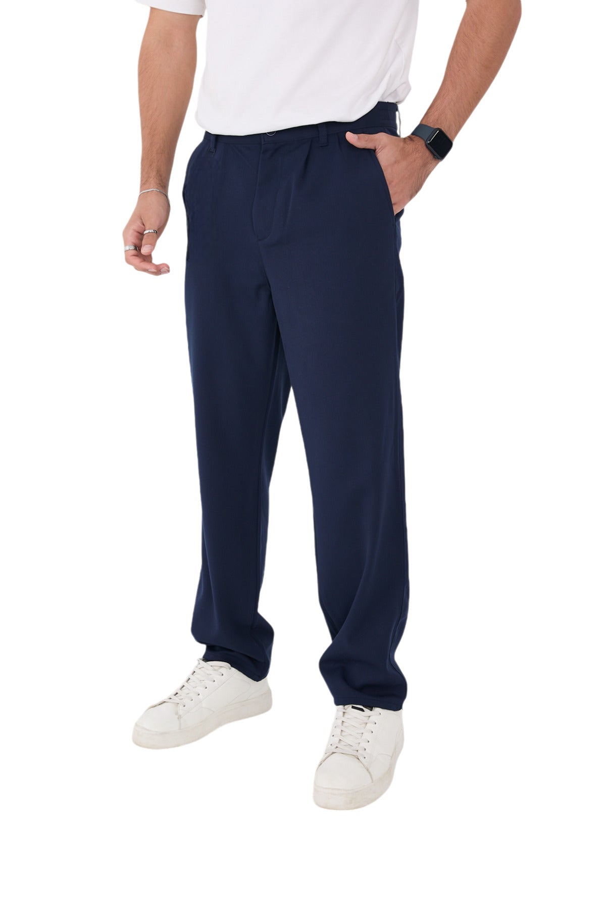 Erkek Kışlık Baggy Likralı Kumaş Pantolon - Lacivert