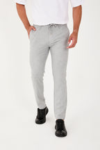 Erkek Jogger Slim Fit Bel Yarım Lastikli Likralı Kumaş Pantolon - Gri