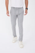 Erkek Kışlık Jogger Slim Fit Bel Yarım Lastikli Kumaş Pantolon - Gri