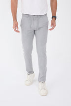 Erkek Kışlık Jogger Slim Fit Bel Yarım Lastikli Kumaş Pantolon - Gri