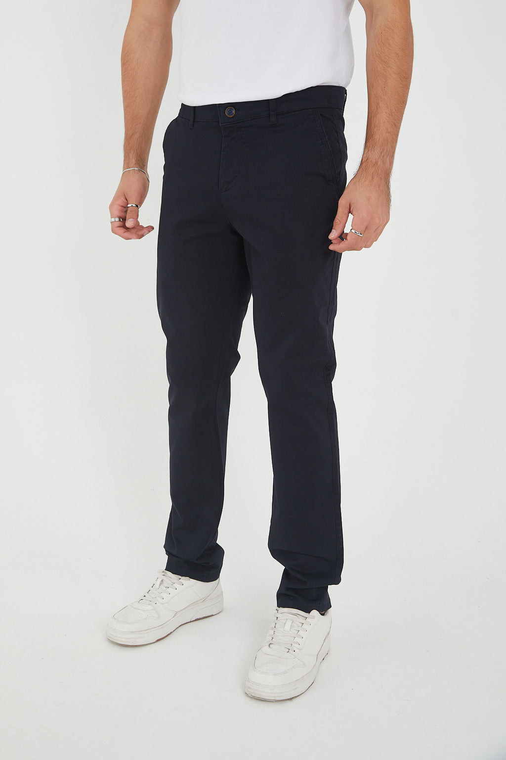 Erkek Kışlık Regular Fit Likralı Gabardin Chino Pantolon - Lacivert