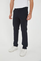 Erkek Kışlık Regular Fit Likralı Gabardin Chino Pantolon - Lacivert