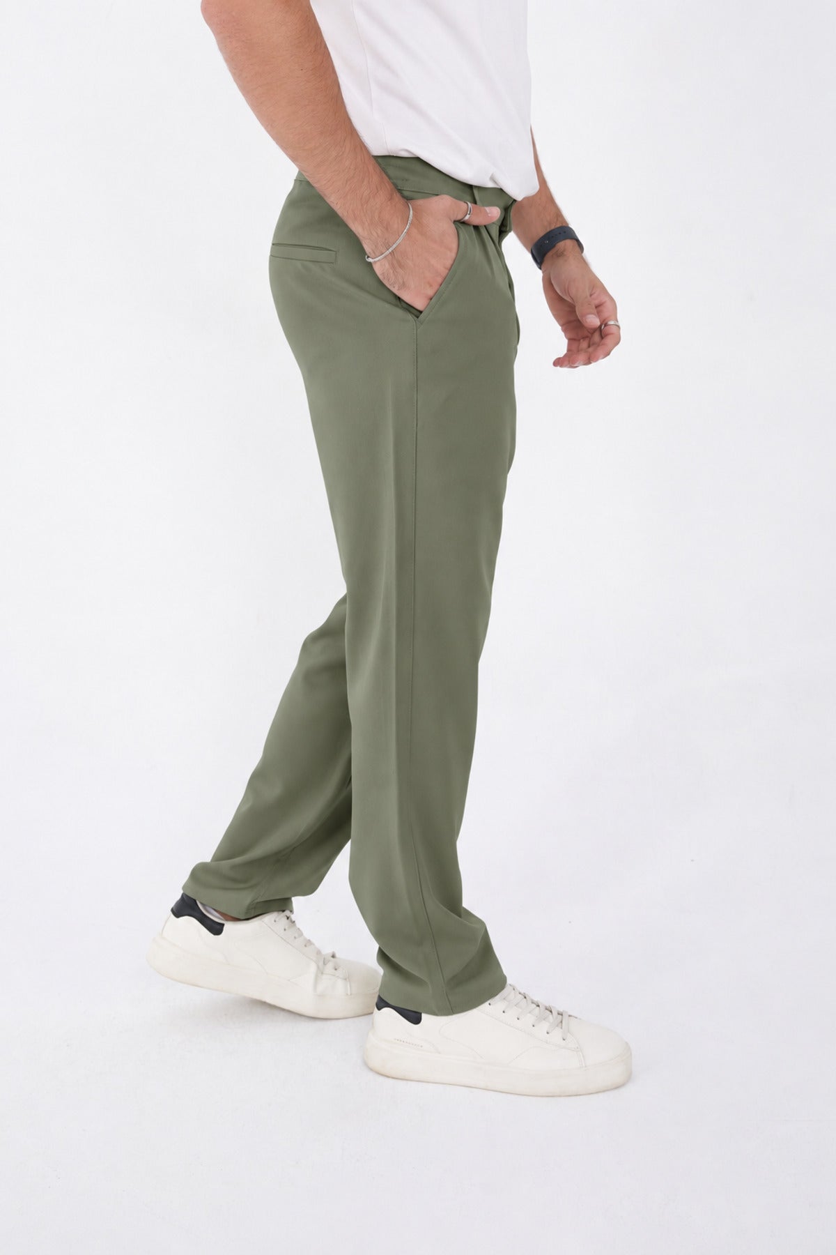 Erkek Kışlık Baggy Likralı Kumaş Pantolon - Çağla