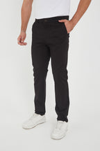 Erkek Kışlık Regular Fit Likralı Gabardin Chino Pantolon - Siyah