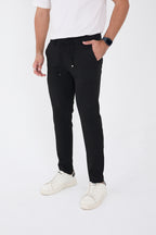 Erkek Kışlık Jogger Slim Fit Bel Yarım Lastikli Kumaş Pantolon - Siyah