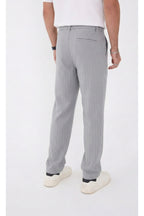 Erkek Çizgili Gofre Baggy Pantolon - Gri