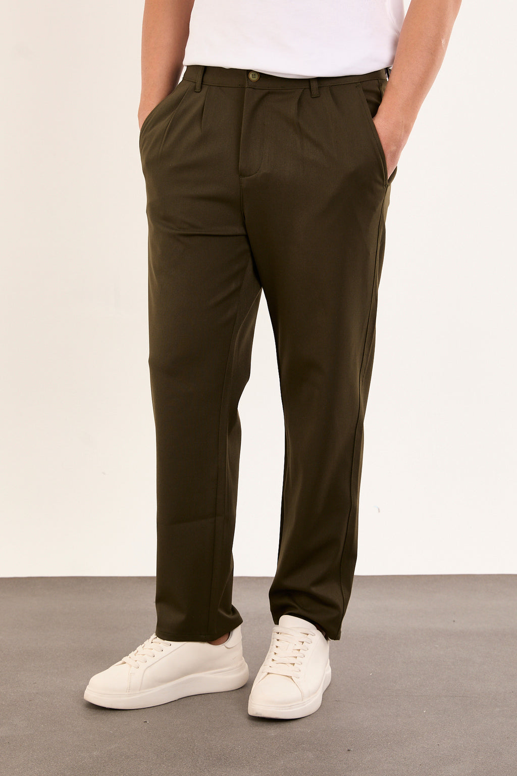 Erkek Kışlık Baggy Likralı Kumaş Pantolon - Haki