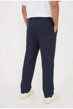 Erkek Çizgili Gofre Baggy Pantolon - Lacivert