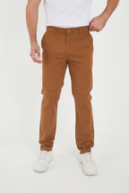 Erkek Kışlık Regular Fit Likralı Gabardin Chino Pantolon - Camel