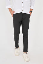 Erkek Jogger Slim Fit Bel Yarım Lastikli Likralı Kumaş Pantolon - Antrasit