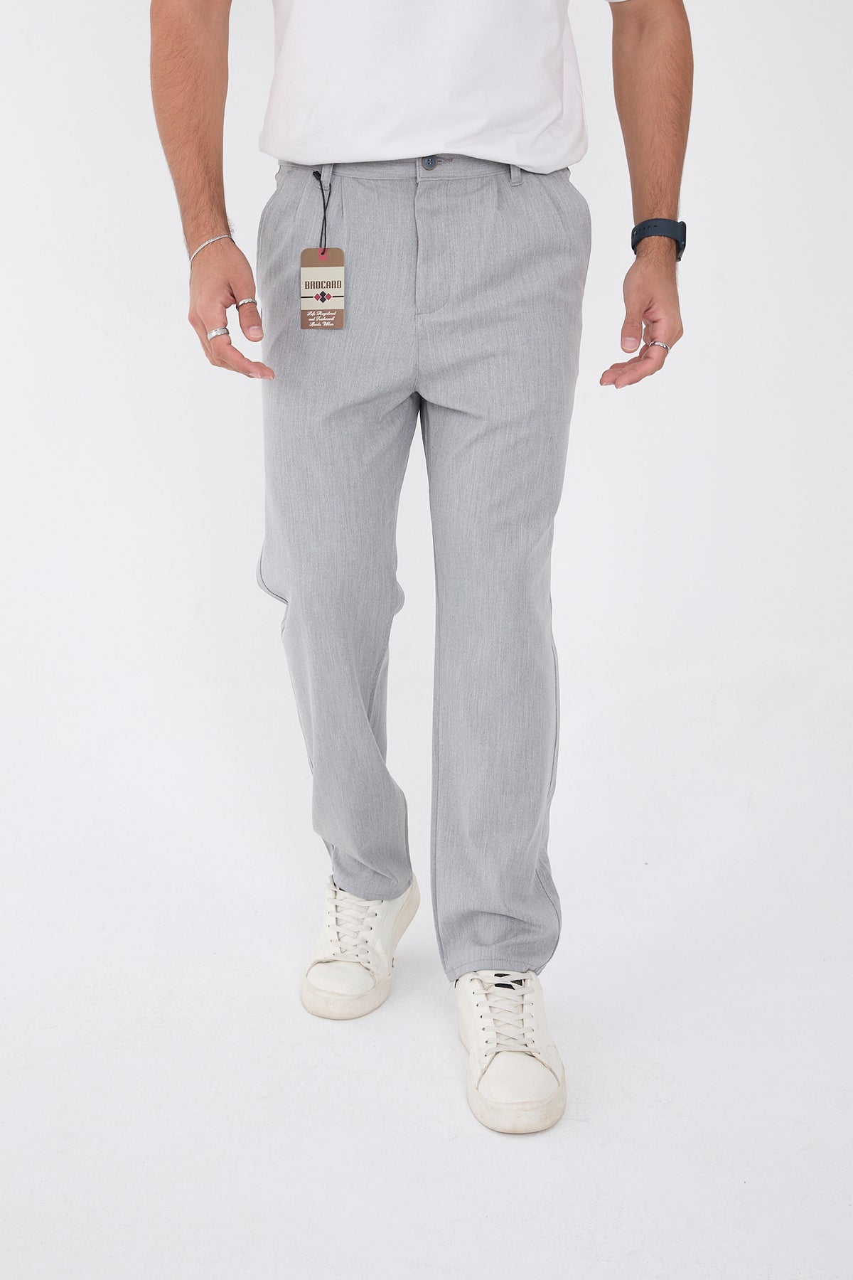 Erkek Kışlık Baggy Likralı Kumaş Pantolon - Gri