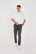 Erkek Gofre Kumaş Likralı Jogger Slim Fit Pantolon - Antrasit