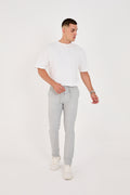 Erkek Gofre Kumaş Likralı Jogger Slim Fit Pantolon - Açık Gri