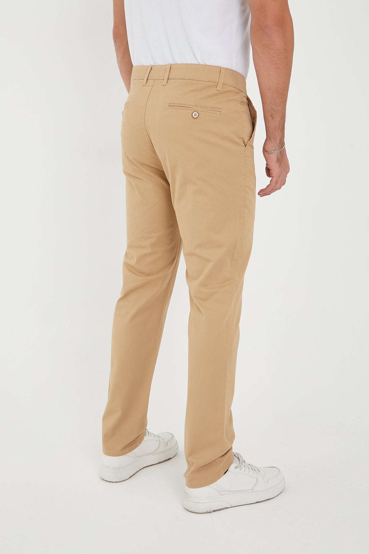 Erkek Kışlık Regular Fit Likralı Gabardin Chino Pantolon - Vizon