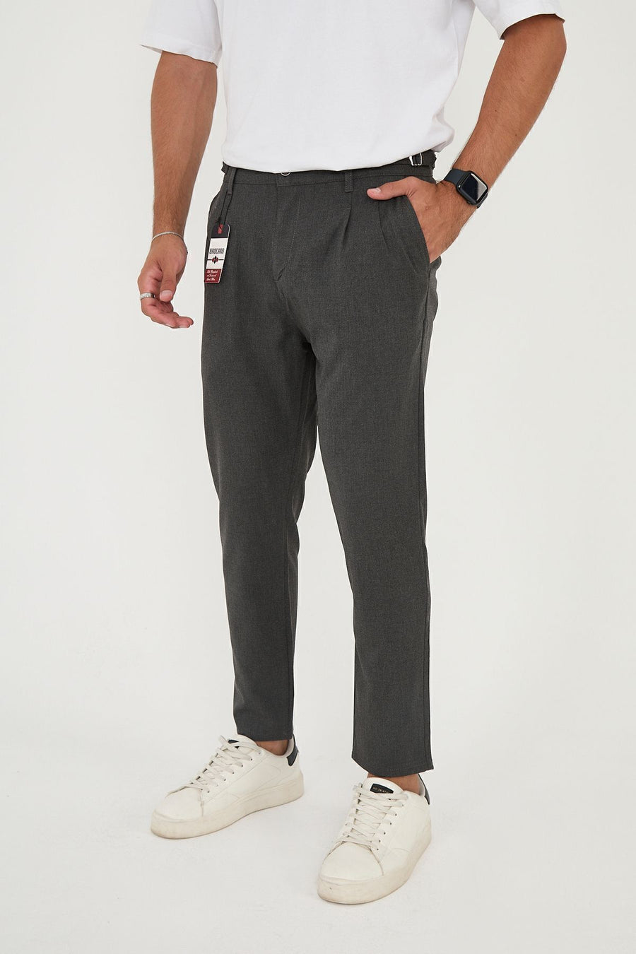 İtalyan Kesim Tokalı Pantolon | Smart Casual Erkek - Antrasit
