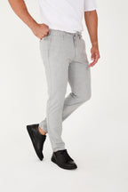 Erkek Jogger Slim Fit Bel Yarım Lastikli Likralı Kumaş Pantolon - Gri