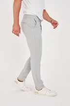Erkek Gofre Kumaş Likralı Jogger Slim Fit Pantolon - Açık Gri