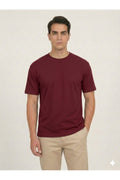 Erkek Rahat Kalıp Premium Basic Tişört - Bordo