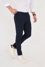 Erkek Comfort Slim Fit Esnek Dokuma Kumaş Pantolon - Lacivert