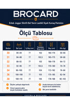 Erkek Gofre Kumaş Likralı Jogger Slim Fit Pantolon - Krem