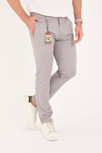Erkek Slim Fit Dar Kesim Likralı Pamuklu Chino Kanvas Pantolon - Gri