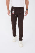 Erkek Kışlık Jogger Slim Fit Bel Yarım Lastikli Kumaş Pantolon - Kahverengi