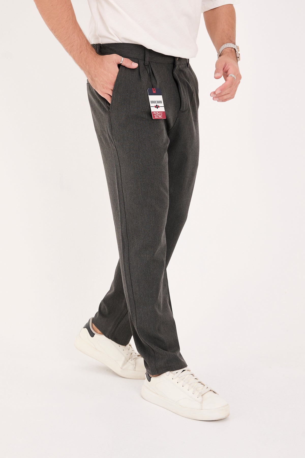 Erkek Kışlık Baggy Likralı Kumaş Pantolon - Antrasit