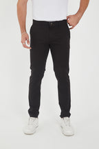 Erkek Kışlık Slim Fit Likralı Chino Pantolon - Siyah