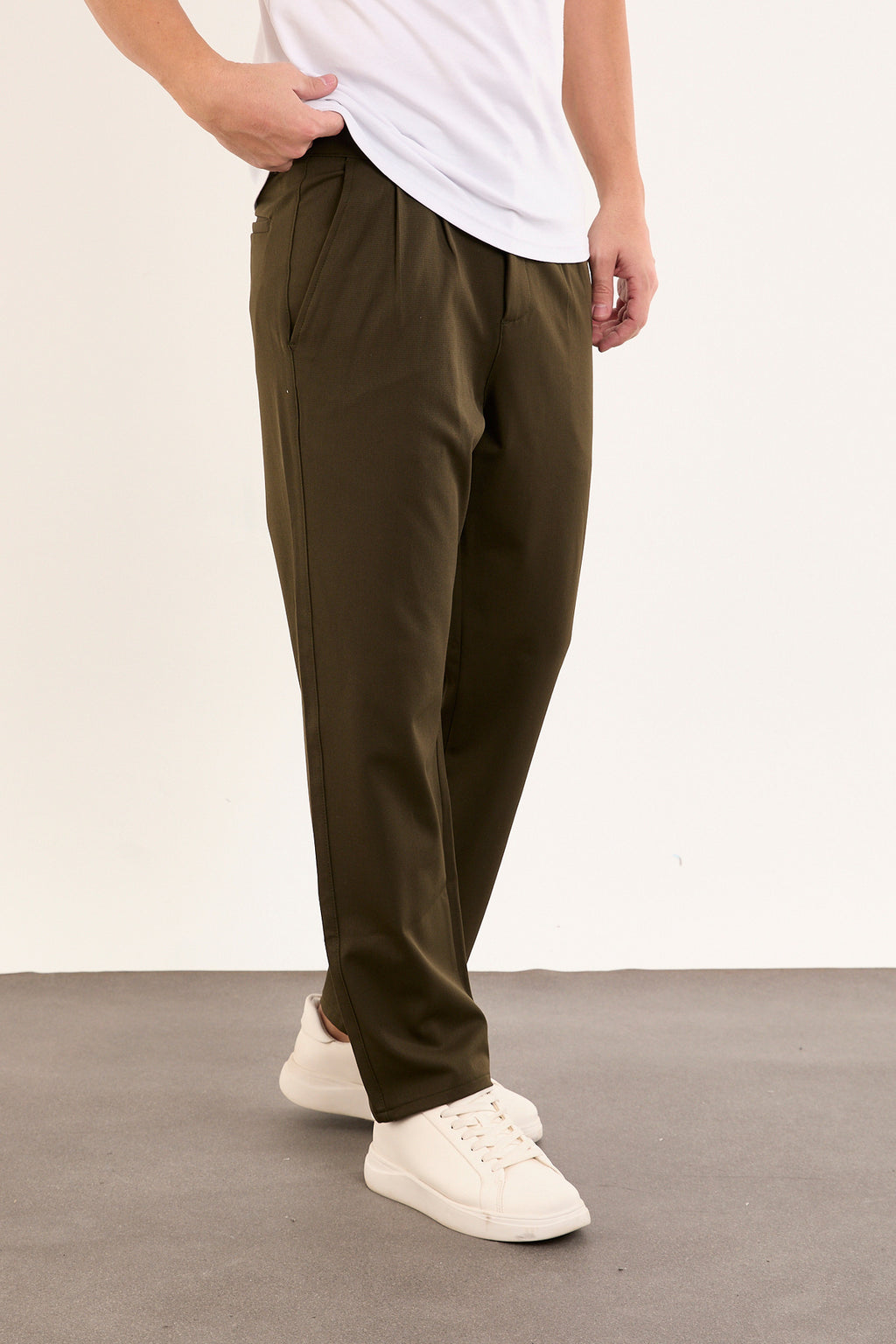 Erkek Kışlık Baggy Likralı Kumaş Pantolon - Haki