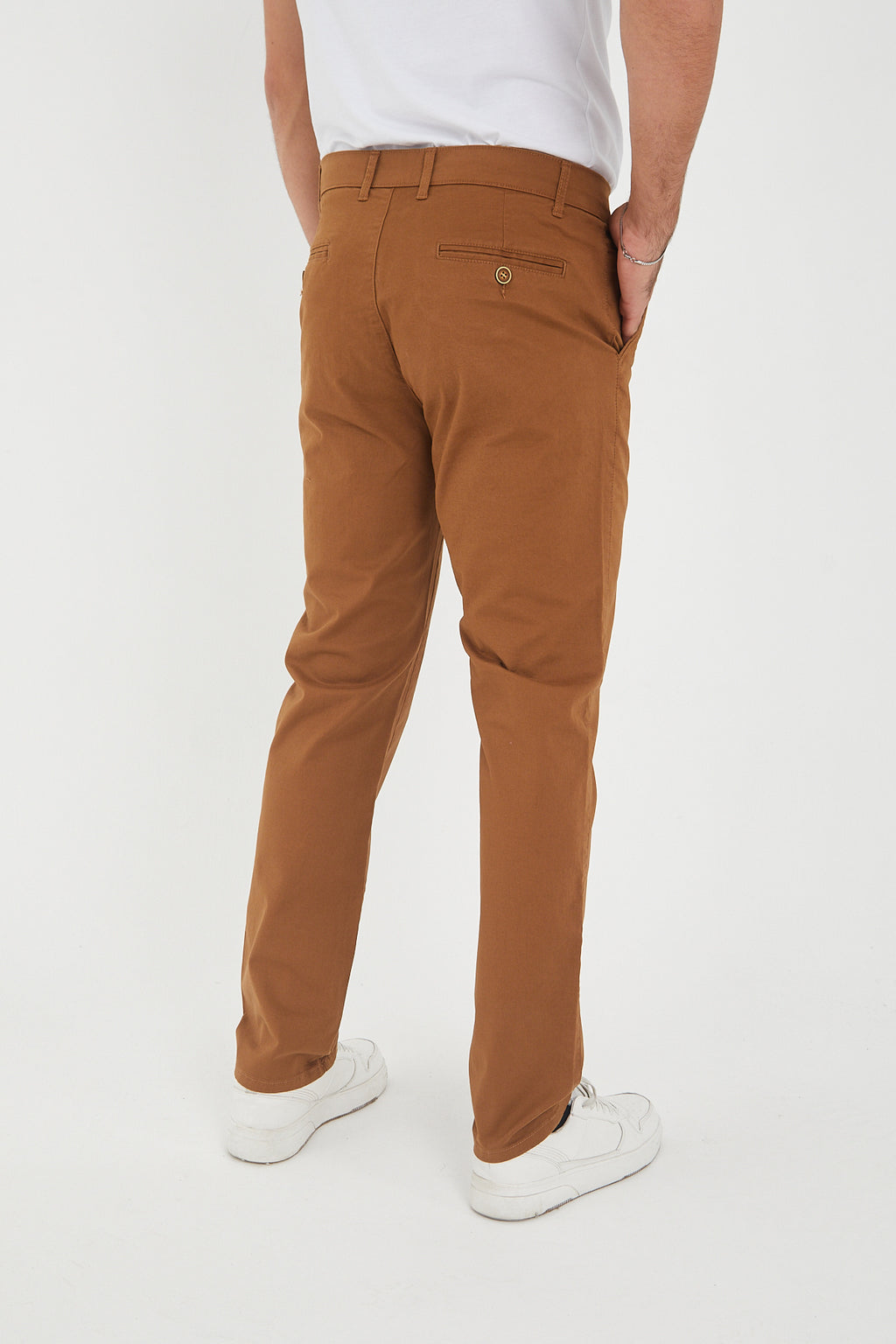 Erkek Kışlık Regular Fit Likralı Gabardin Chino Pantolon - Camel