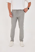 Erkek Gofre Kumaş Likralı Jogger Slim Fit Pantolon - Gri