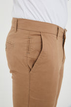 Erkek Kışlık Slim Fit Likralı Chino Pantolon - Vizon