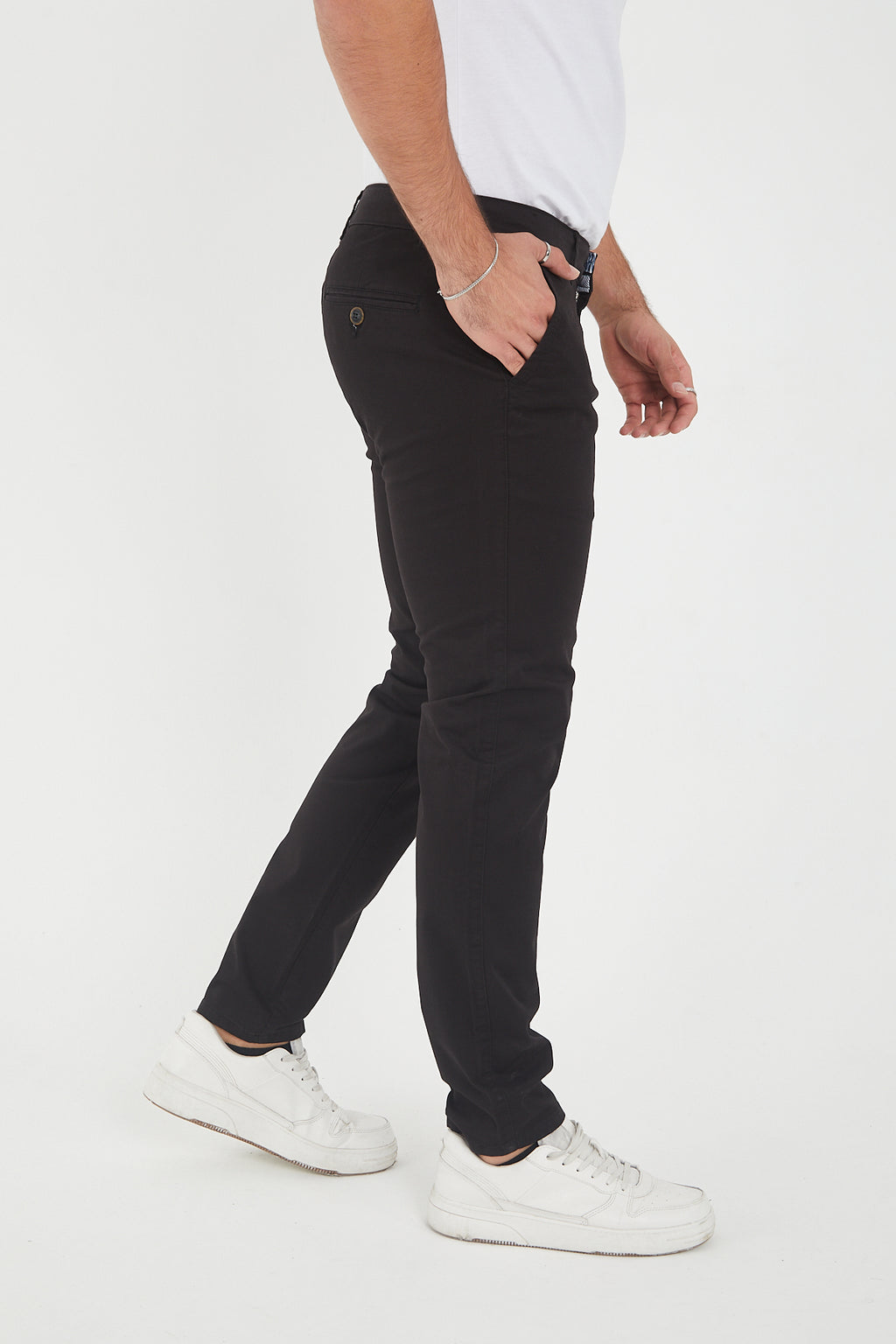 Erkek Kışlık Slim Fit Likralı Chino Pantolon - Siyah