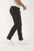 Erkek Kışlık Jogger Slim Fit Bel Yarım Lastikli Kumaş Pantolon - Haki