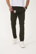 Erkek Kışlık Jogger Slim Fit Bel Yarım Lastikli Kumaş Pantolon - Haki