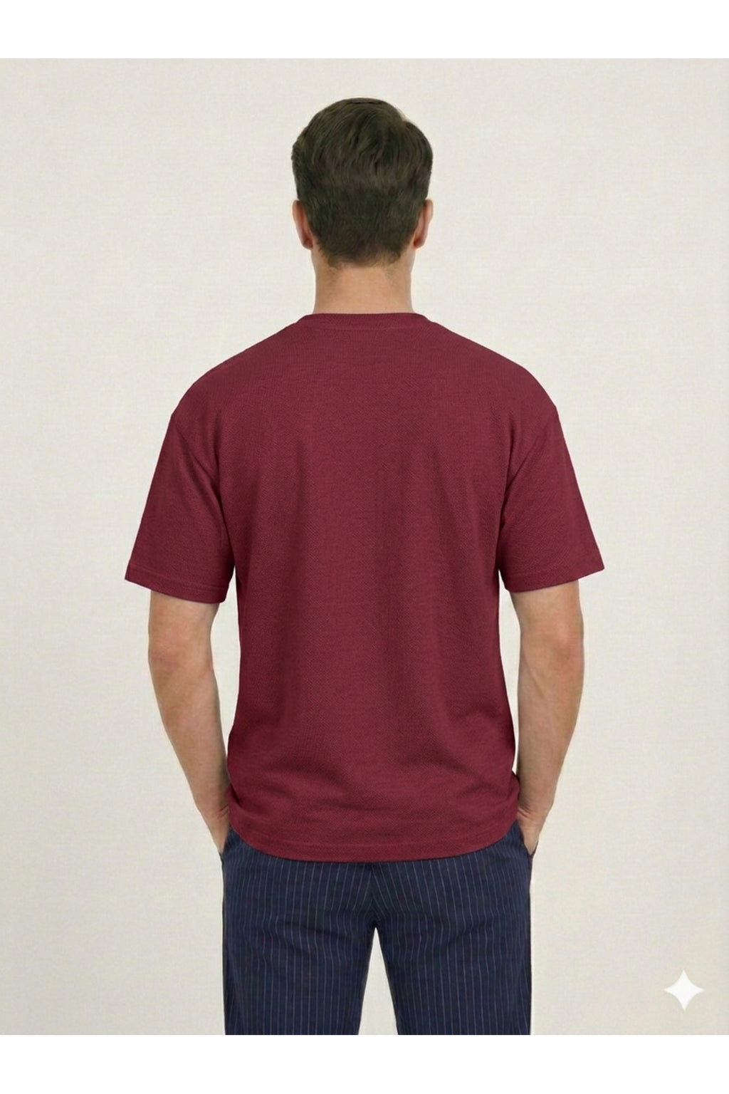 Erkek Rahat Kalıp Premium Basic Tişört - Bordo