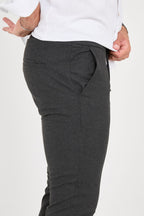 Erkek Jogger Slim Fit Bel Yarım Lastikli Likralı Kumaş Pantolon - Antrasit