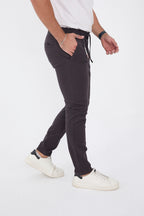 Erkek Mevsimlik Jogger Slim Fit Bel Yarım Lastikli Likralı Keten Pantolon - Antrasit