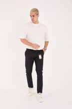Erkek Slim Fit Dar Kesim Likralı Pamuklu Chino Kanvas Pantolon - Lacivert
