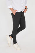 Erkek Jogger Slim Fit Bel Yarım Lastikli Likralı Kumaş Pantolon - Antrasit